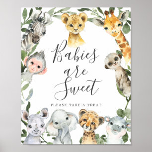 Poster Safari Animaux Baby showers Bébés sont doux signe
