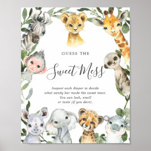 Poster Safari Animaux Baby showers Devinez Le Mess Sweet