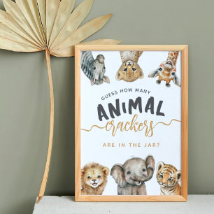 Poster Safari animaux sauvages un jeu de Baby shower mode