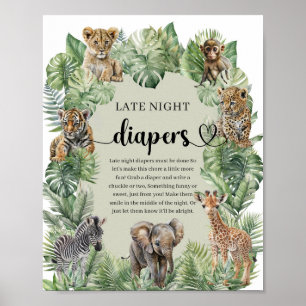 Poster Safari animaux Tropical Late Night Diapers jeu