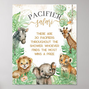 Poster Safari animaux Tropical Shower pacifier jeu de cha