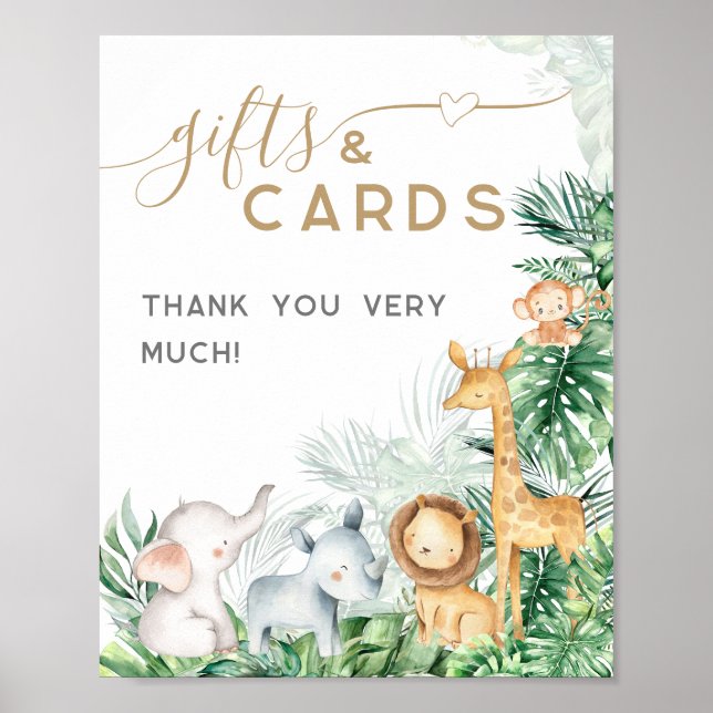 Poster Safari Baby Animaux Baby shower cadeau et carte (Devant)