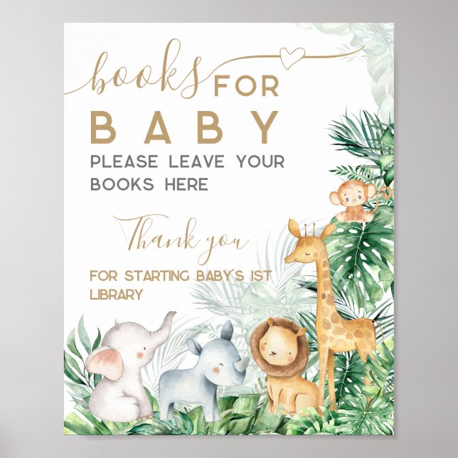 Poster Safari Baby Animaux Baby showers livres pour bébé (Devant)