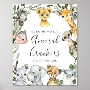 Poster Safari Baby shower Devine Combien De Crackers Anim