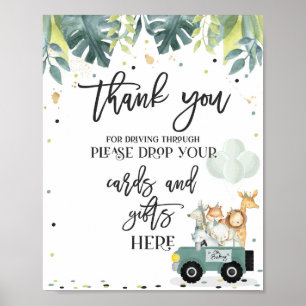 Poster Safari Drive By Baby shower Card & Gig Sign