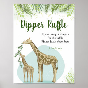 Poster Safari girafe quitte la baby shower Tirage au sort