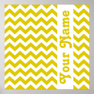 Poster Safari Golden Poppy Chevron avec texte personnalis