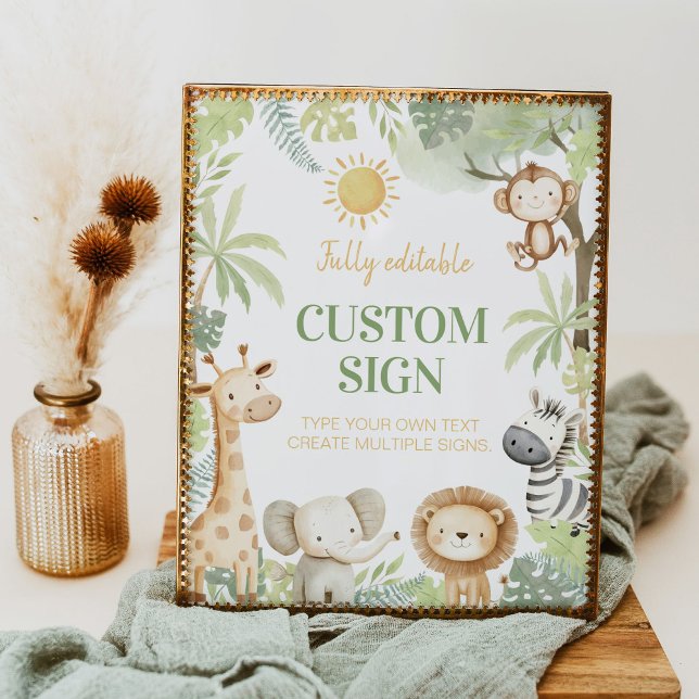 Poster Safari Jungle Animaux Anniversaire Table (Créateur téléchargé)
