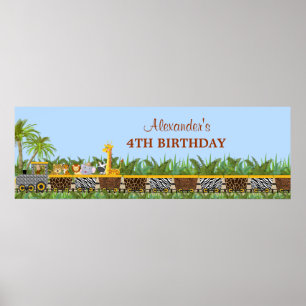 Poster Safari Jungle Animaux dans une bannière de train