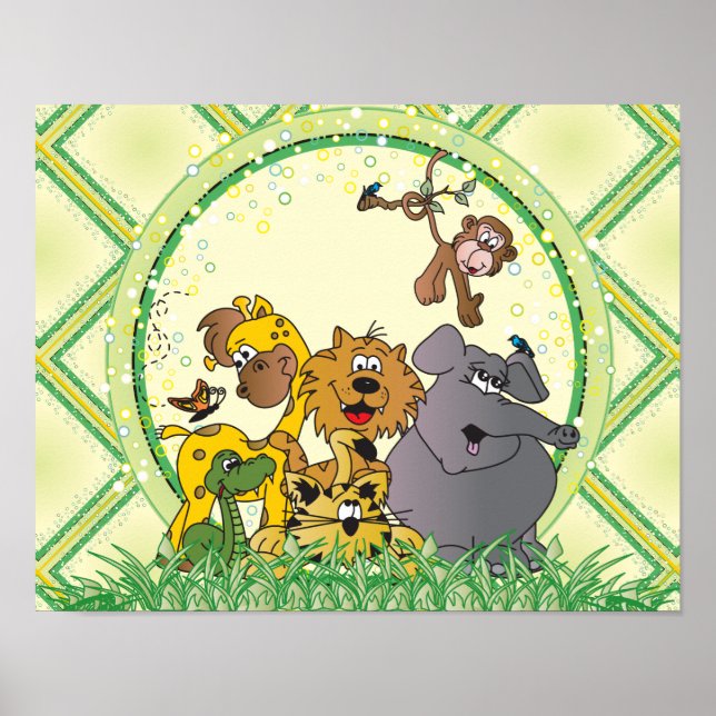 Poster Safari Jungle Baby Animaux (Devant)