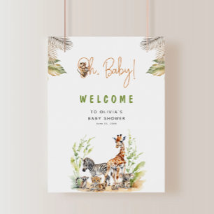 Poster Safari Jungle Baby Animaux Baby shower Bienvenue