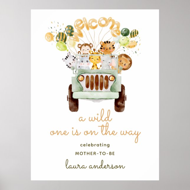 Poster Safari Jungle - Un Baby shower sauvage Bienvenue (Devant)