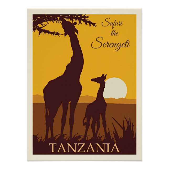 Poster Safari le Serengeti, Tanzanie, (Devant)