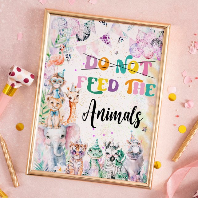 Poster Safari ne nourrit pas les animaux fête d'anniversa (Créateur téléchargé)