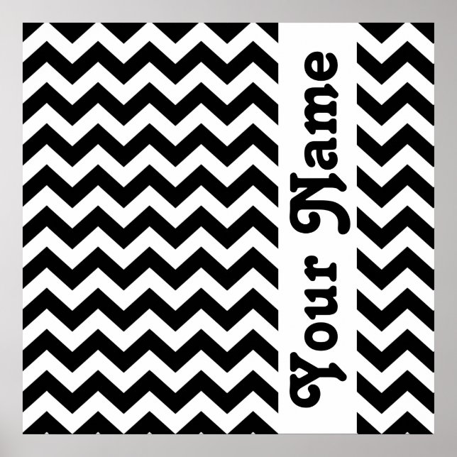 Poster Safari noir Chevron avec texte personnalisé (Devant)