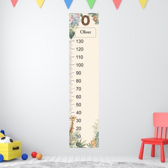 Poster Safari Personalized Name Monogram O Growth Chart (Créateur téléchargé)