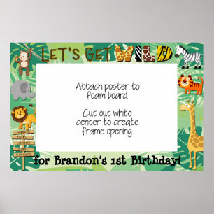 Poster Safari photo Booth Frame - Anniversaire de 