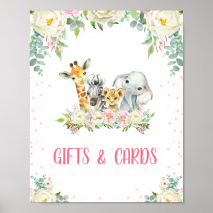 Poster Safari rose blanc Table Top Anniversaire