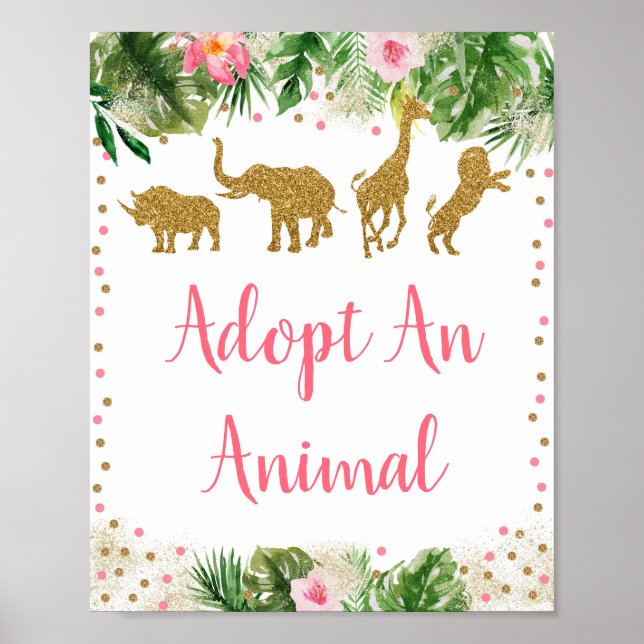 Poster Safari Rose & Or Adopter Un Signe D'Anniversaire A (Devant)