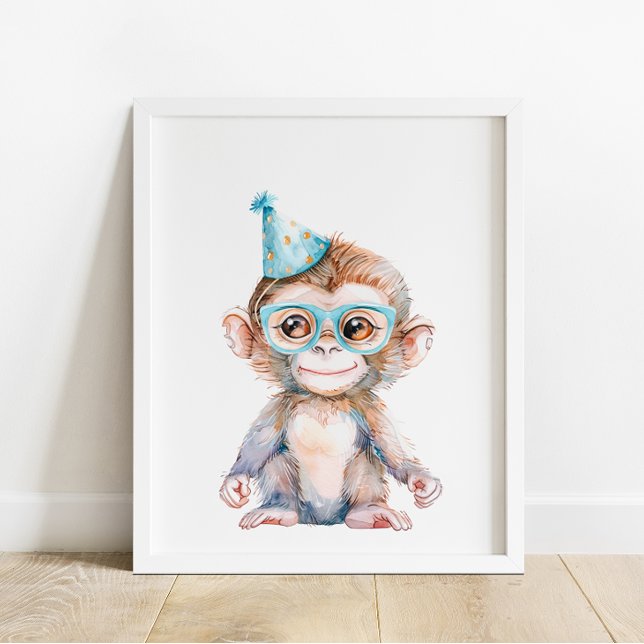 Poster Safari sauvage de singe Animaux fête d'anniversair (Créateur téléchargé)