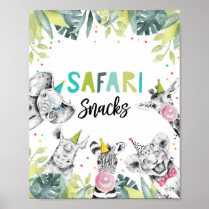Poster Safari Snack Party Animaux Garçon Signal d'anniver
