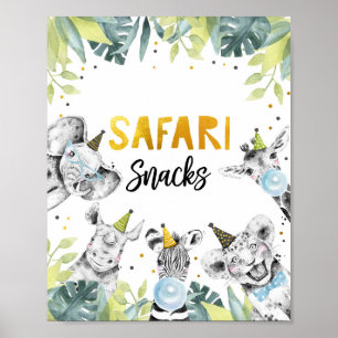 Poster Safari Snack Safari Party Animaux Signal d'anniver