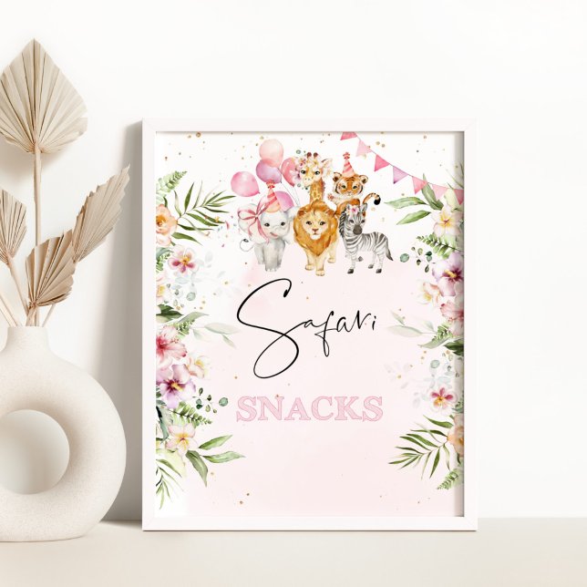 Poster Safari snacks table d'anniversaire (Créateur téléchargé)