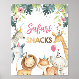 Poster Safari Snacks Wild Animal Girl Anniversaire Pannea