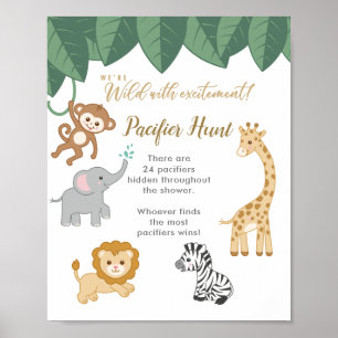 Poster Safari Thème Baby shower Trouvez le Jeu Pacifique