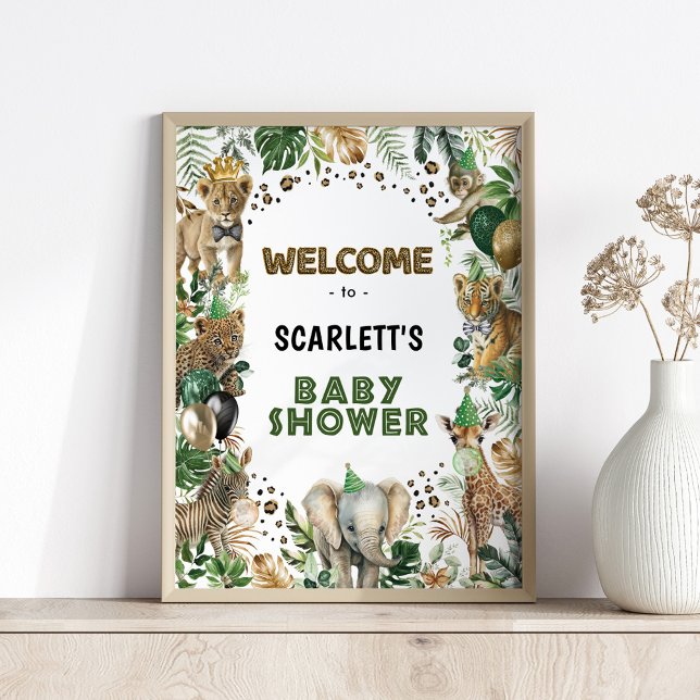 Poster Safari Wild Party Animaux Baby shower Bienvenue (Créateur téléchargé)