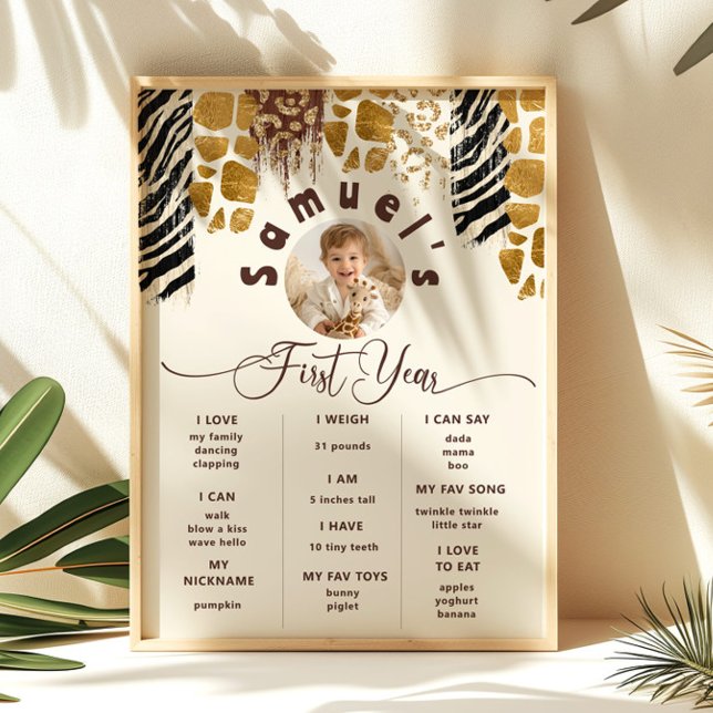 Poster Safari Wild photo d'anniversaire Milestone (Créateur téléchargé)