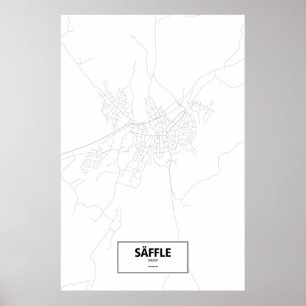 Poster Säffle, Suède (noir sur blanc)