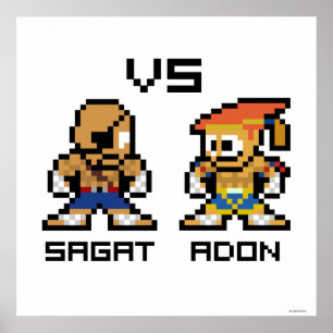 Poster Sagat VS Adon 8 bits