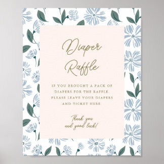 Poster Sage and Dusty Blue Floral 8x10 Diaper Raffle Sign