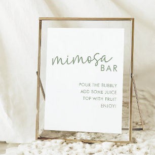 Poster Sage & Blanc minimaliste Fête des mariées Mimosa B