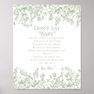 Poster Sage Chinoiserie Ne pas dire Baby shower Jeu