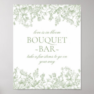 Poster Sage Chinoiserie Vintage Floral Briquet Bar