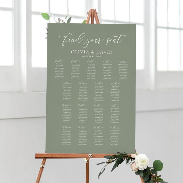 Poster Sage Green 17 Tables Trouvez Votre Siège Carte De  (Créateur téléchargé)