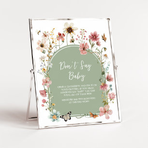 Poster Sage Green Baby Bloom Baby shower Ne pas dire bébé