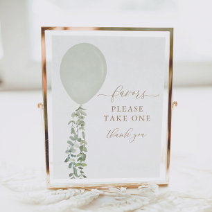 Poster Sage Green Balloon Baby shower Faveurs Signal
