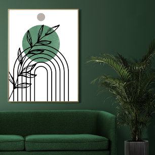 Poster Sage Green Botanique du milieu du siècle géométriq