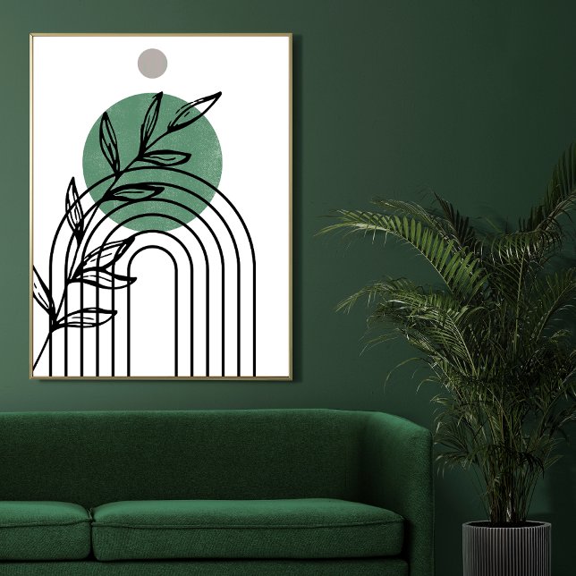 Poster Sage Green Botanique du milieu du siècle géométriq (Créateur téléchargé)