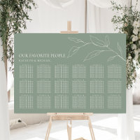 Sage Green Feuille d'olive Mariage 18 Table Sièges