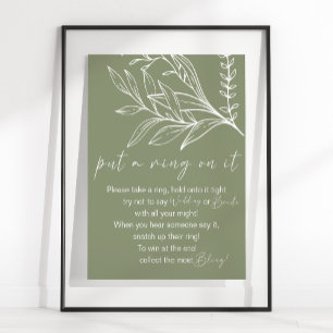 Poster Sage Green Fleurs Boho Placer Une Bague Sur Le Jeu