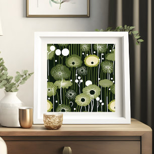 Poster Sage Green Floral sur noir