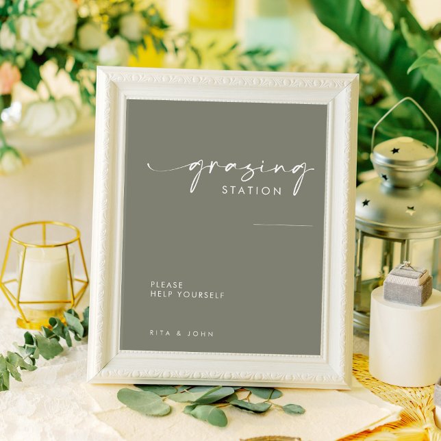 Poster Sage Green Grazing Station Signal de mariage de ta (Créateur téléchargé)