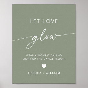 Poster Sage Green Let Love Mariage Lumineuse Stick