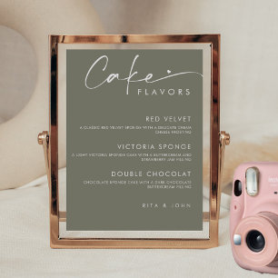Poster Sage Green Menu Moderne Cake Mariage Cake Sign