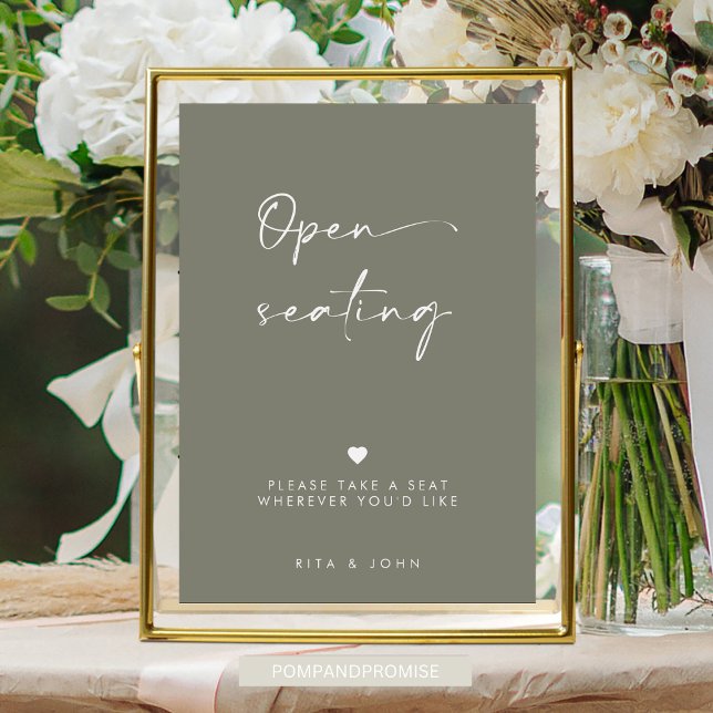Poster Sage Green Modern Open Sein Mariage Signal (Créateur téléchargé)