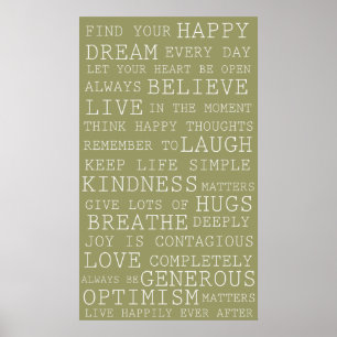 Poster Sage Green Réflexions positives Mots inspirants